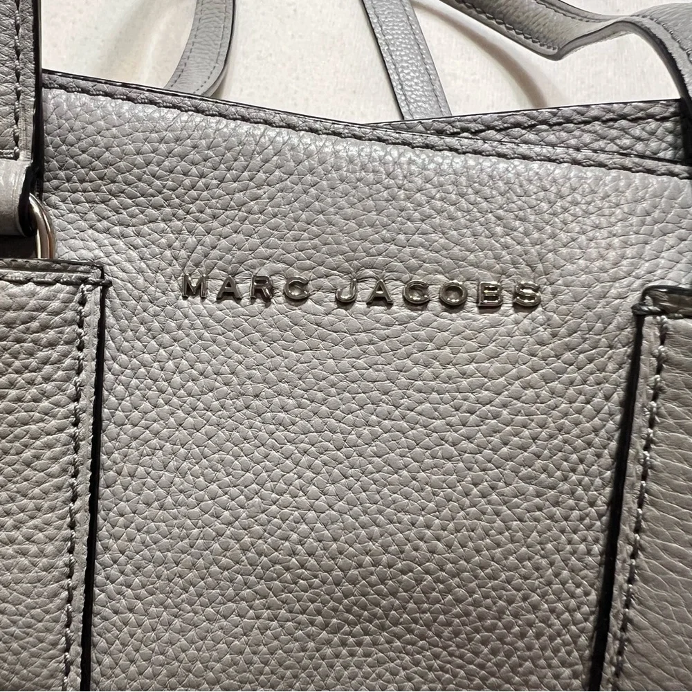 Marc Jacobs double edge leather satchel purse storm grey